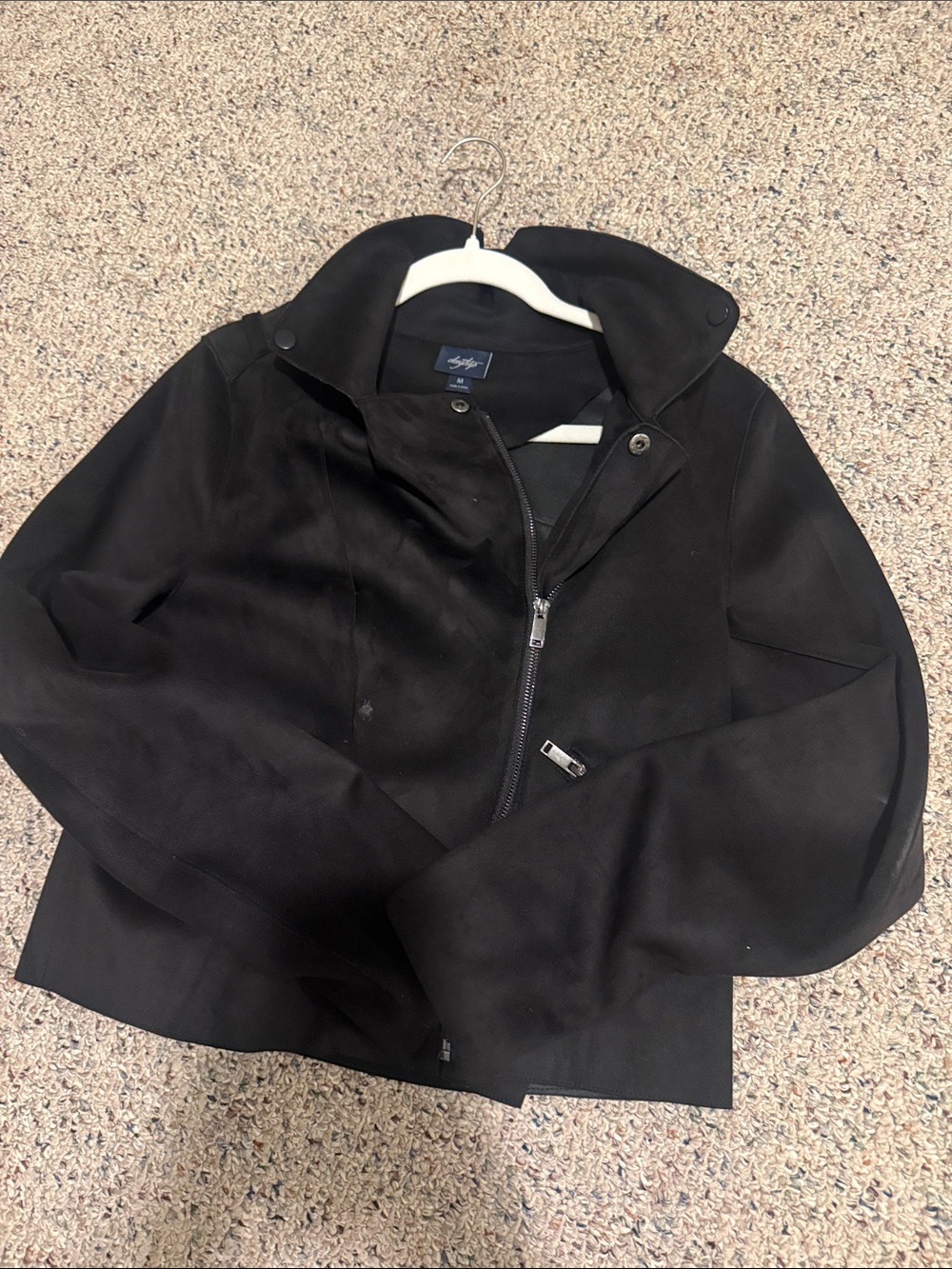 Black Womens suede Zip-Front Jacket (see description!!)
